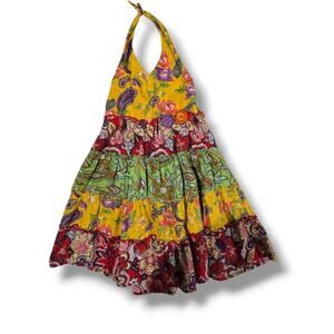Heartworks Girls multicolor floral paisley halter a-line dress size 6